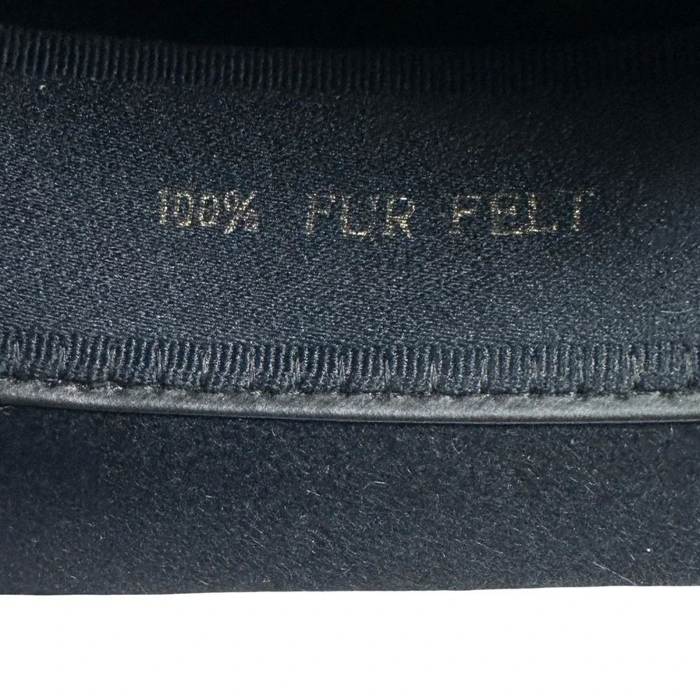 Fiorentino Black Fur Felt Fedora Hat Made in Italy Small Pinch Front‎ Wide Brim